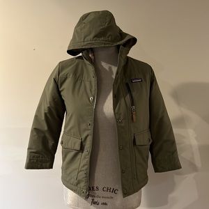 Patagonia Infurno Boys Size 7-8 winter coat hood Olive Green